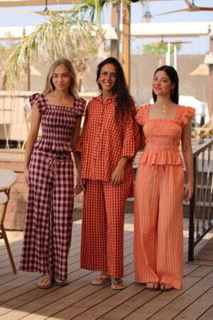 Pantalón cuadros mandarina