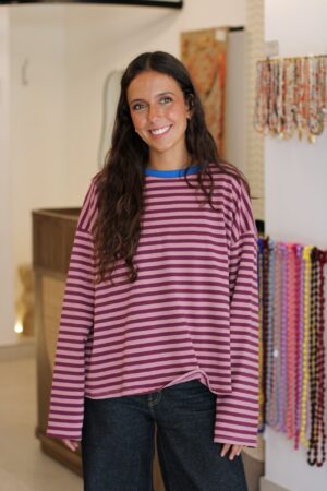 Sudadera oversize berejena y rosa