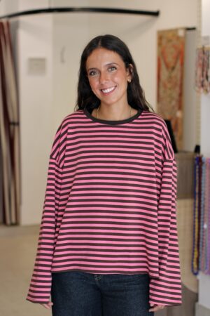 Sudadera oversize fucsia y chocolate