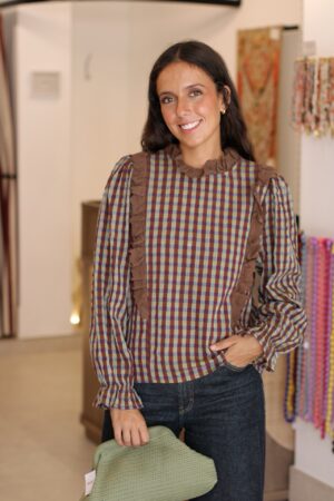 Blusa vichy jareta marrón