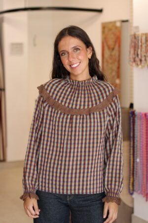 Blusa vichy babero marrón